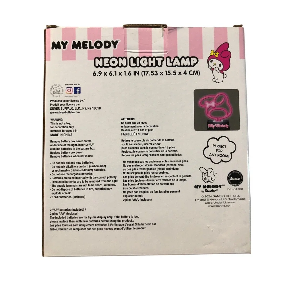 Hello Kitty And Friends My Melody 6.5 Inch LED Neon Mood Light Brand New Sealed!